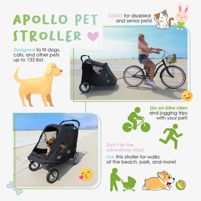 Petique Apolllo Pet Stroller with Tire Pump