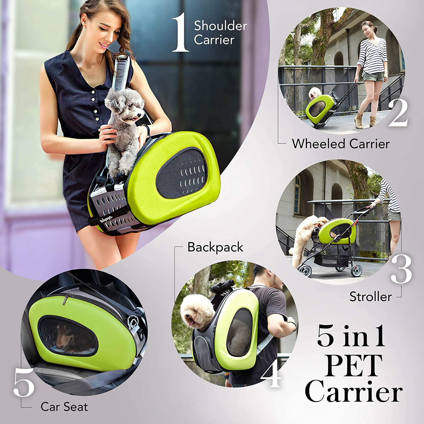 Ibiyaya 5-in-1 Combo EVA Pet Carrier / Stroller (Luxury package)
